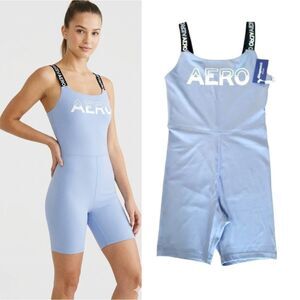 Aeropostale Sport‎ One Piece Logo Print Biker Shorts Romper Medium NWT